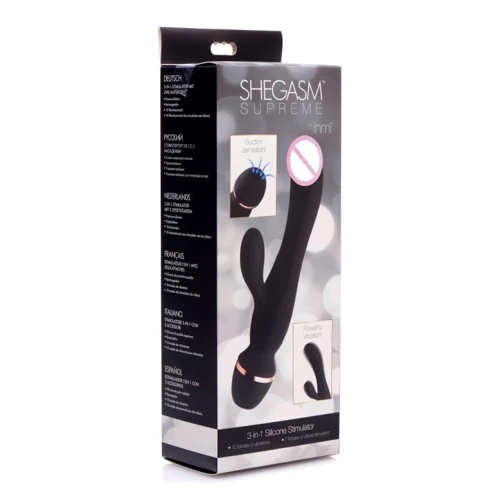 Вибратор-кролик Inmi Shegasm Supreme 3 in 1 Silicone Suction Rabbit Vibe с вакуумной стимуляцией: Диаметр, см 3.8