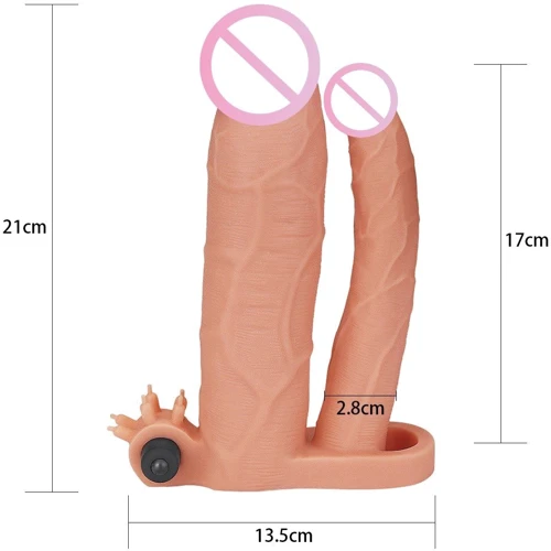 Двойная насадка на пенис с вибрацией LoveToy Pleasure X-Tender Series: Назначение Для двойного проникновения