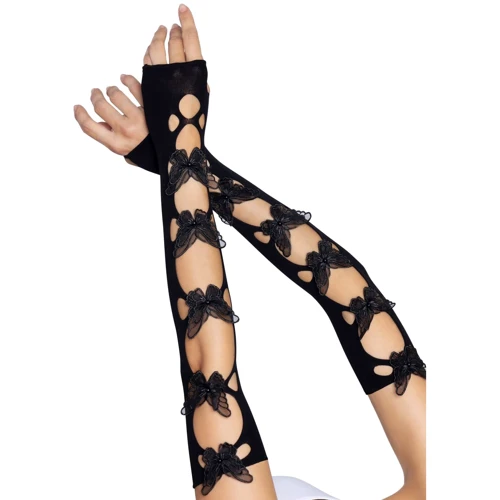Мітенки Leg Avenue Butterfly applique arm warmers Black