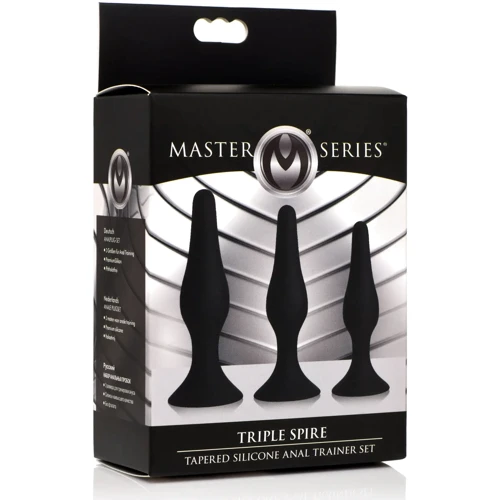 Набор анальных пробок Master Series Triple Spire Tapered Silicone Anal Trainer Set, 3 шт (черный): Наличие вибрации Нет