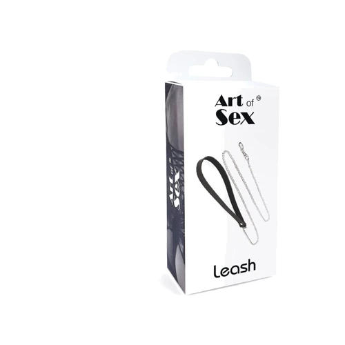 Поводок на цепочке из натуральной кожи Art of Sex - Leash, черный: Цвет черный