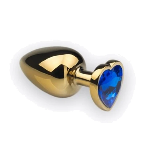 Анальная пробка, Gold Heart Sapphire, S