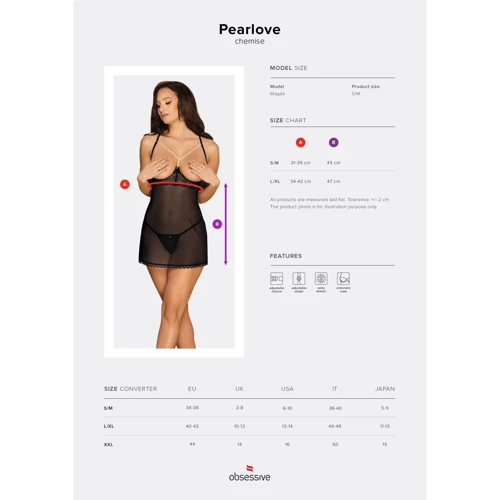 Сексуальный комплект пеньюар + стринги Obsessive Pearlove black S/M: Для кого Для женщин