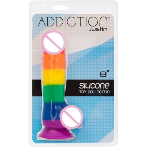 Радужный фаллоимитатор ADDICTION - JUSTIN - 8" - RAINBOW: Наличие вибрации Нет