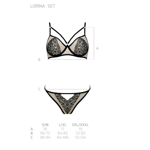 Комплект Passion LORINA SET beige L/XL: Узор Однотонный