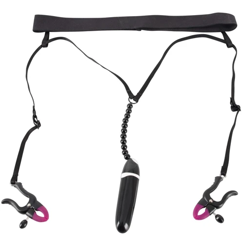 Затискачі для статевих губ з віброкулею Orion Bad Kitty Spreader String With Vibrator