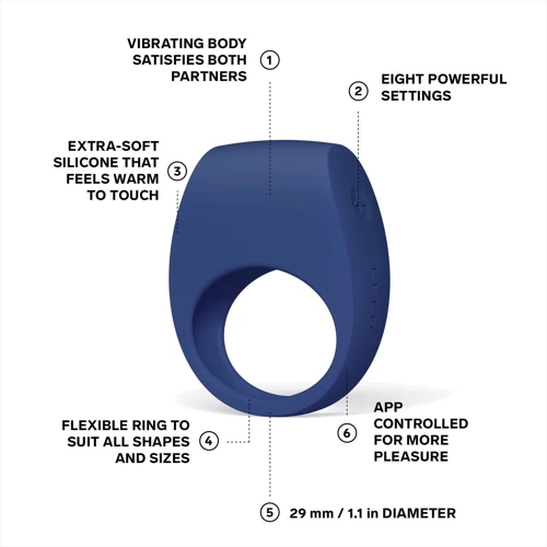 Эрекционное кольцо с вибрацией LELO Tor 3 Base Blue: Цвет синий