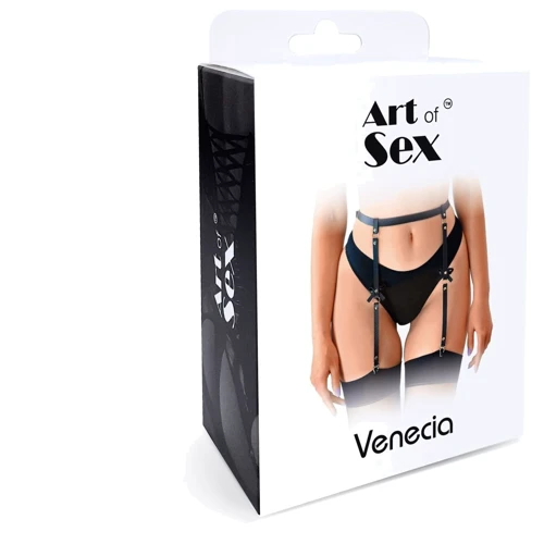 Пояс для чулок Art of Sex - Venecia, натуральная кожа, XS-2XL, черный: Вид Пояса для чулок