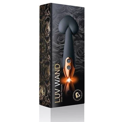 Вибромассажер Rocks Off LUV Wand Black в виде сердца, LED подсветка, водостойкий, аккумулятор: Тип управления Кнопочное