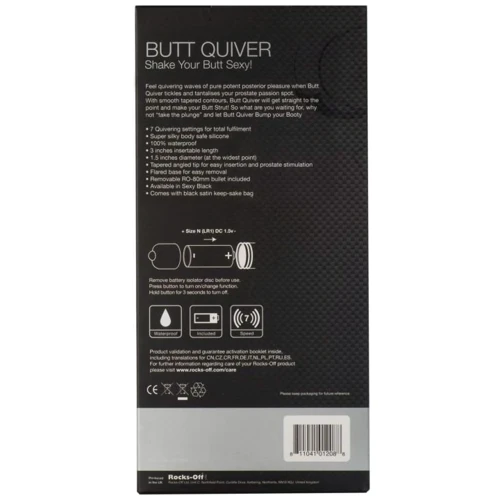 Анальный стимулятор Rocks Off Butt Quiver Black: Особенности Водонепроницаемые