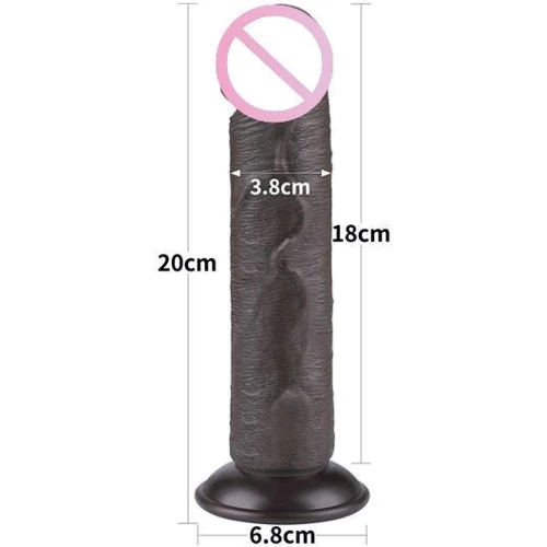 Фаллоимитатор LoveToy Sliding-Skin Dual Layer Dong 8" Black: Наличие вибрации Нет