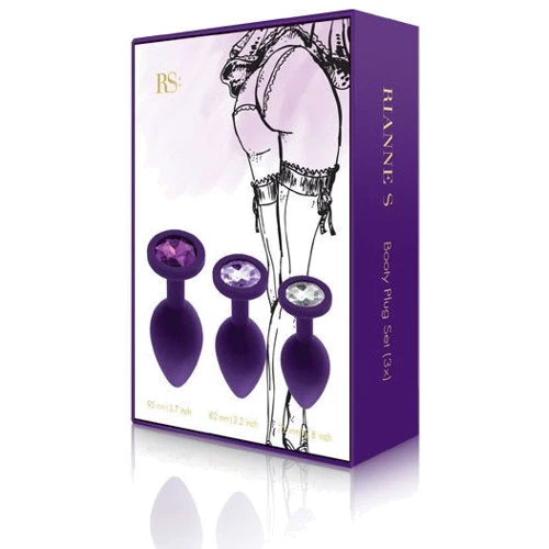Набор анальных пробок с кристаллом Rianne S: Booty Plug Set Purple: Наличие вибрации Нет