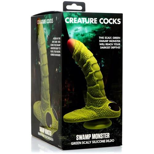 Фантазійний фалоімітатор Creature Cocks Swamp Monster Green Scaly Silicone Dildo фото 7