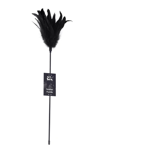 Щекоталка черная Art of Sex - Feather Paddle, перо молодого петуха: Цвет черный