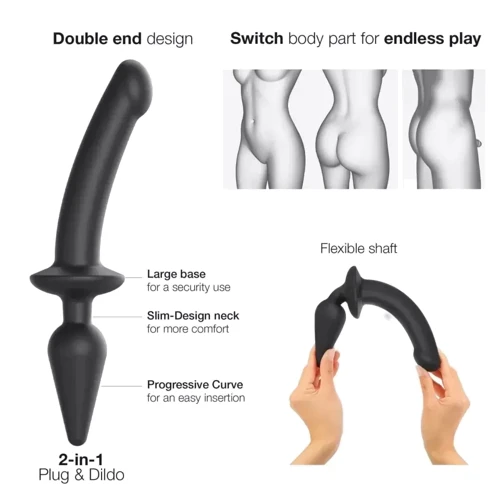 Анальная пробка с дилдо Strap-On-Me Switch Plug-In Semi-Realistic Dildo Black - S: Особенности Водонепроницаемые