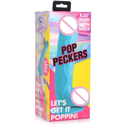 Фаллоимитатор Pop Peckers 8.25" Dildo Blue: Мошонка Есть