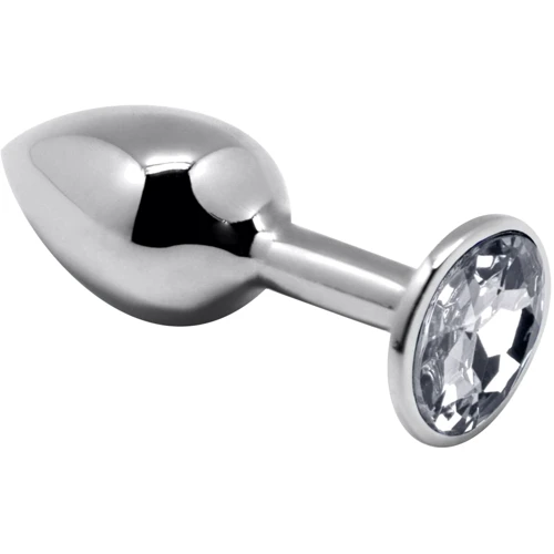 Металлическая анальная пробка с кристаллом Alive Mini Metal Butt Plug White S