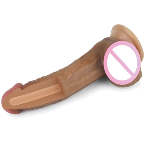 Фаллоимитатор LoveToy Dual-Layered Silicone Cock 8" Brown: Тип Реалистичные