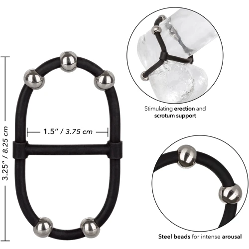 Кольцо с бусинами California Exotic Novelties - Beaded Dual Silicone Maximizer: Цвет черный