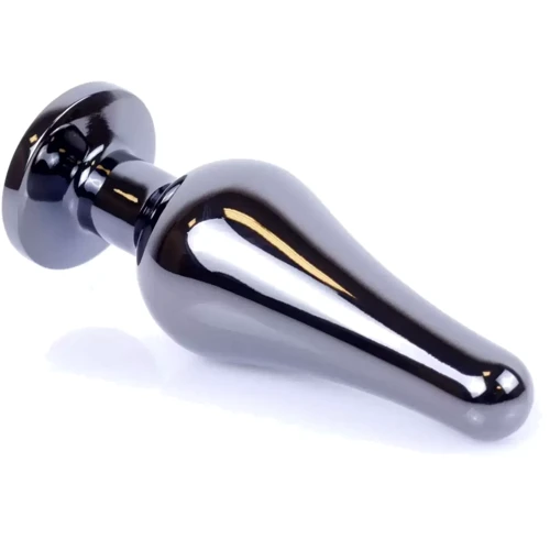 Анальная пробка с кристаллом BOSS of TOYS Boss Series - Jewellery Dark Silver BUTT PLUG Green, BS6400060: Наличие вибрации Нет