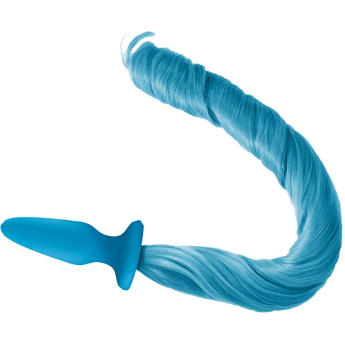 Анальна пробка з хвостиком Unicorn Tails Pastel, 8.4x3.2 см, блакитний: Наявність вібрації  немає