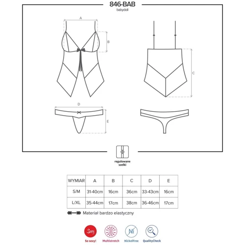Комплект Obsessive 846-BAB-1 babydoll, L / XL фото 4