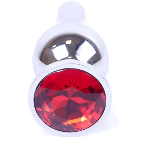 Анальна пробка із кристалом BOSS of TOYS Boss Series - Jewellery Silver BUTT PLUG Red, BS6400073 фото 7