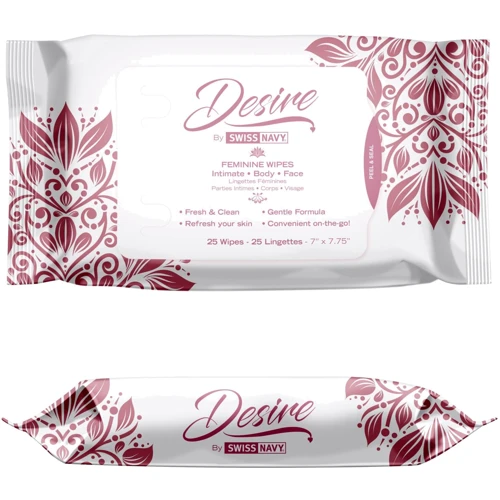Жіночі серветки для тіла та обличчя, що очищають Desire by Swiss Navy Feminine Wipes 25 шт