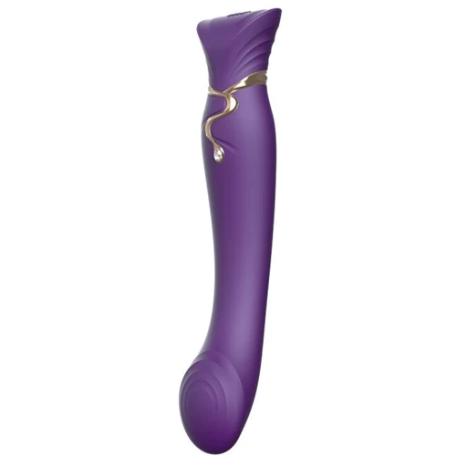 Смартвибратор 3в1 Zalo - Queen Twilight Purple, пульсирующая жемчужина и вакуум, кристалл Swarovski фото 7