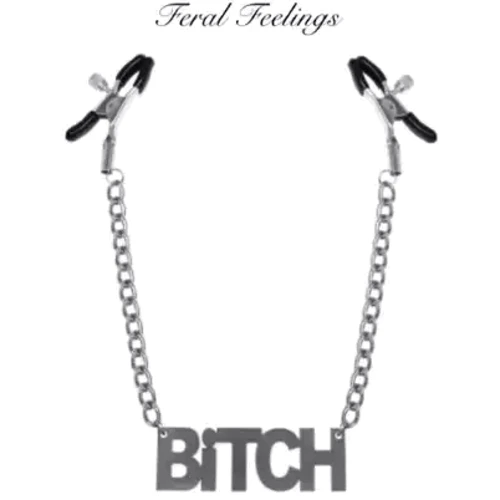 Затискачі для сосків Bitch, Feral Feelings - Nipple clamps Bitch, срібло / чорний: Виробник Feral Feelings