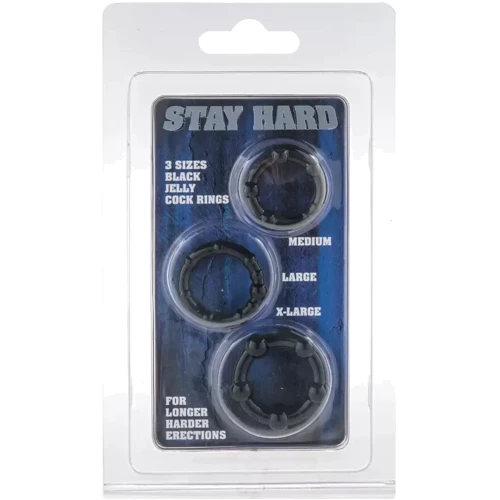 Набір із 3 шт ерекційних кілець Toy Joy STAY HARD - Three Rings BLACK (35500-BLACK): Виробник Toy Joy