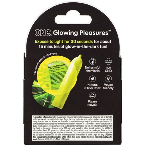 Презервативи ONE Glowing Pleasures, 3 шт: Тип Светящиеся