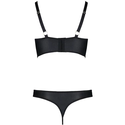 Комплект из эко-кожи с люверсами и ремешками Malwia Bikini black 4XL/5XL — Passion, бра и трусики: Для кого Для женщин