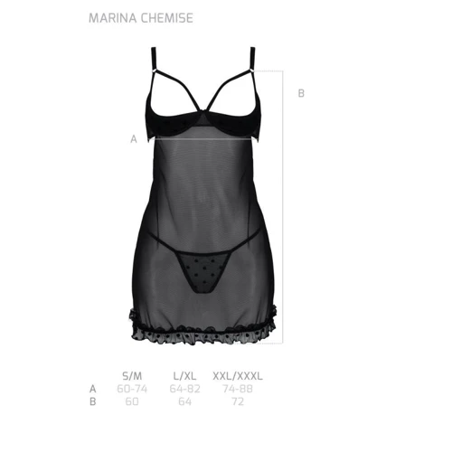 Пеньюар Passion MARINA CHEMISE black L/X: Вид Пеньюары