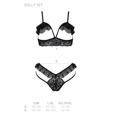 Комплект Passion DOLLY SET WITH OPEN BRA black S/M: Вид Комплекты
