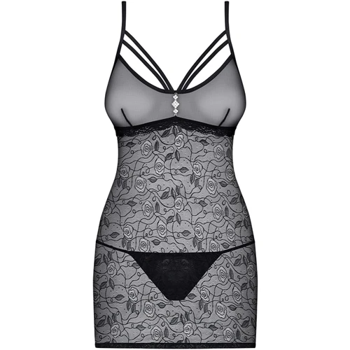 Еротична сорочка з вишитими трояндами Obsessive 818-CHE-1, L / XL фото 3