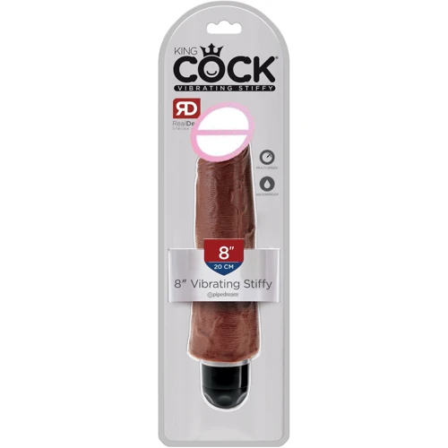 Реалистичный вибратор King Cock 8'' Vibr Stiffy, 21х6 см, коричневый: Тип и форма Реалистичные
