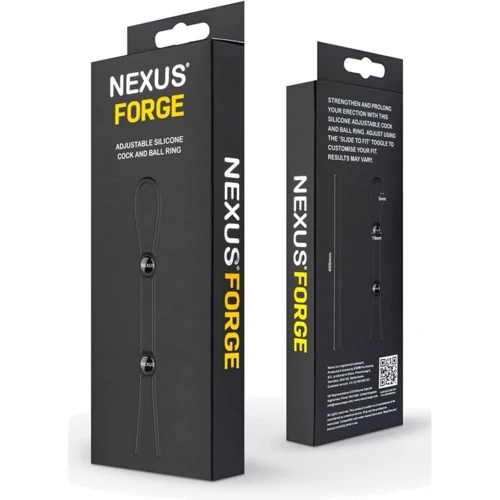 Эрекционное кольцо Nexus FORGE Double Adjustable Lasso Black: Цвет черный