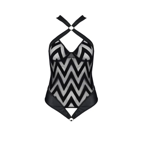 Сетчатый боди с халтером и ритмичным рисунком Hima Body black XXL/XXXL - Passion: Материал Полиуретан