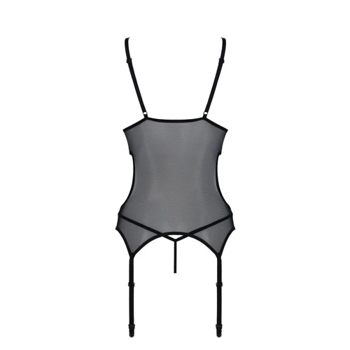 Корсет Passion Christa Corset black S/M: с подвязками и ажурным лифом, стринги в комплекте: Для кого Для женщин