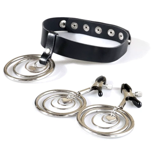 Набор чокер + зажимы Art of Sex - Choker and Nipple clamps Triada, черный