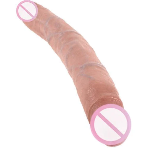 Двойной фаллоимитатор King Cock 12" Slim Double Dildo, 30x3.3 см, телесный: Длина проникновения, см 30