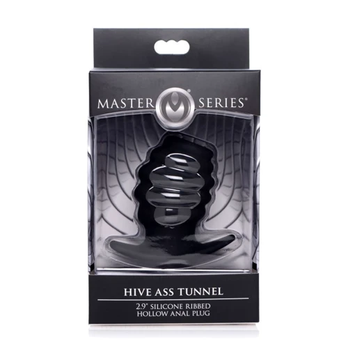 Малый анальный тоннель Hive Ass Tunnel Silicone Ribbed Hollow Anal Plug - Small: Материал Силикон