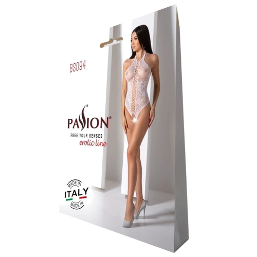 Бодістокінг з імітацією корсетного шнурівки Passion BS094 One Size, white: Візерунок Однотонный