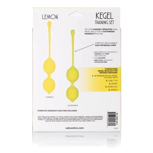 CalExotics Kegel Training Set Lemon вагінальні кульки, 9.5x3.25 см: Наявність вібрації  немає