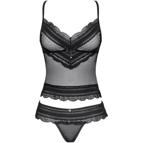 Комплект: топ с трусиками Obsessive Ivannes black L/XL: Узор Однотонный