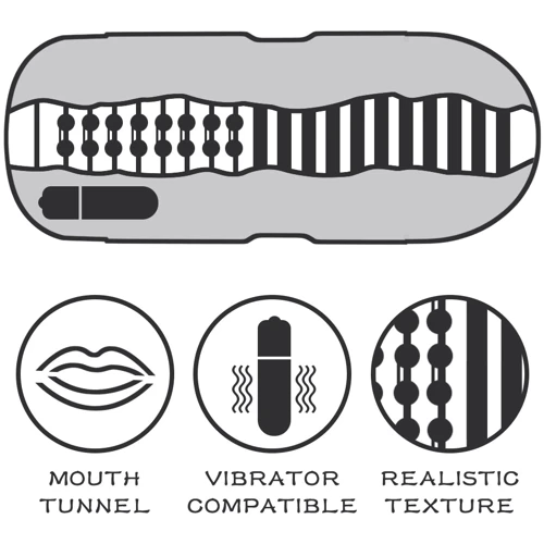 Мастурбатор с вибрацией LoveToy Sex In A Can Mouth Stamina Tunnel Vibrating: Назначение Карманный