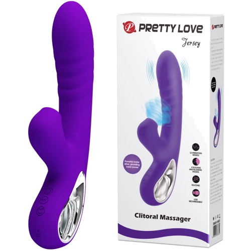 Вибратор с вакуумным стимулятором Pretty Love Jersey Purple: Диаметр, см 3.6