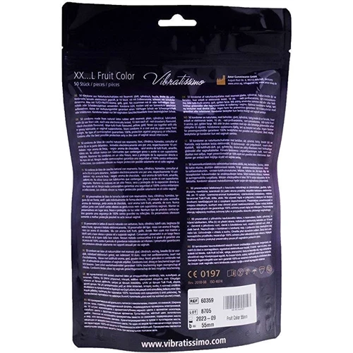 Презервативы Amor Vibratissimo XX... L Fruit Color, 55 мм, 50 шт.: Текстура Гладкие