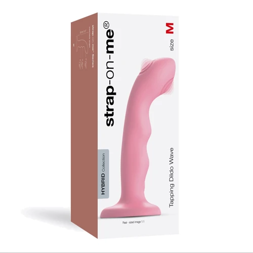 Насадка для страпона с двойной точечной пульсацией Strap-On-Me Tapping Dildo Wave - Coral Рink фото 3
